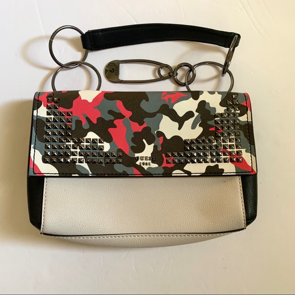 Guess Gabi Camo Top Handle Studded Purse